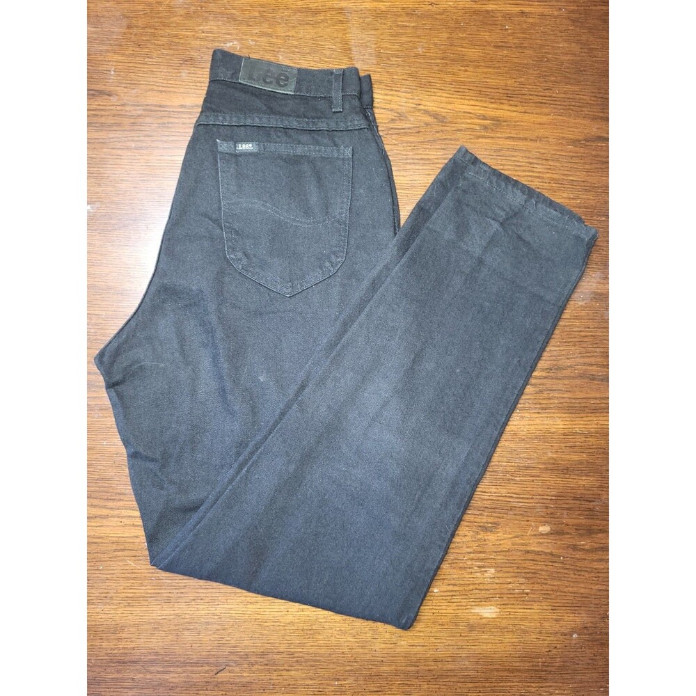 Vintage 90s Lee Jeans Black High Waisted Tapered Mom Fit Made In USA 30x33.5 Siz - Picture 3 of 9